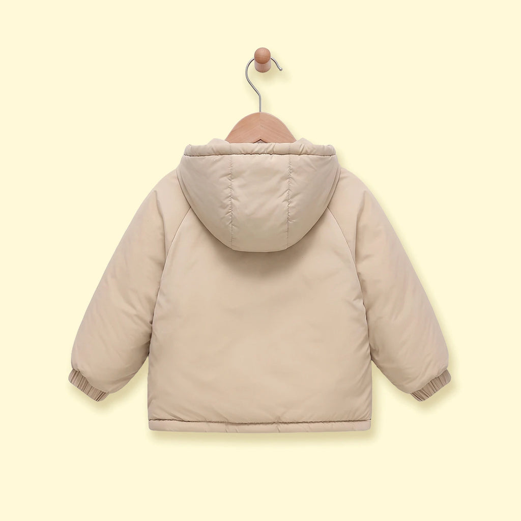 Boys Beige Long Sleeve Hooded Zip-up Jacket Coats & Jackets