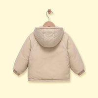 Boys Beige Long Sleeve Hooded Zip-up Jacket Coats & Jackets