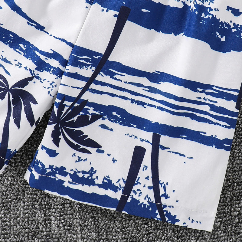 Boys Royal Blue Short Sleeve T-Shirt With Tropical Print Shorts Sets 2 pc. Sets