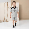 Boys Light Grey Typography Print Short Sleeve Polo T-Shirt With Shorts Sets 2 pc. Sets Light Grey 3-4 Y