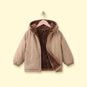 Boys Light Brown Long Sleeve Hooded Zip-up Jacket Coats & Jackets Light Brown 2-3 Y