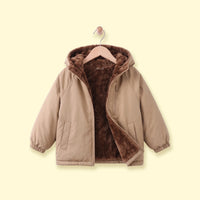 Boys Light Brown Long Sleeve Hooded Zip-up Jacket Coats & Jackets Light Brown 2-3 Y