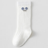 Pack of 5 Girls White Gingham Applique Calf Length Socks Socks