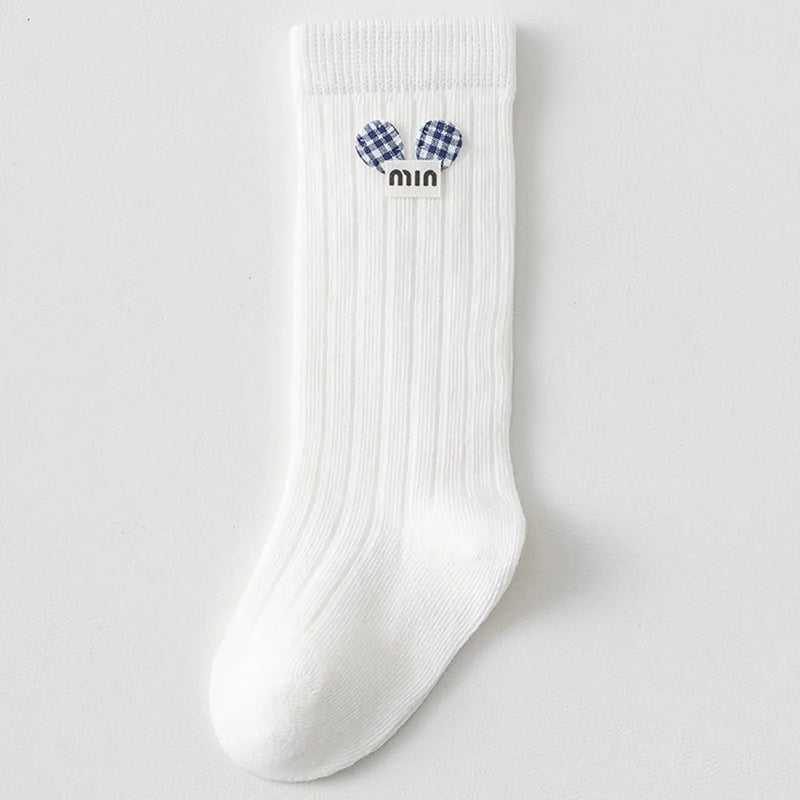 Pack of 5 Girls White Gingham Applique Calf Length Socks Socks