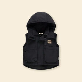 Boys Black Hooded Sleeveless Puffer Vest Coats & Jackets Black 5-6 Y