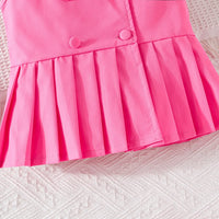Girls Pink Sleeveless Blazer Top With Wide Leg Pants Co-ord Sets Sets