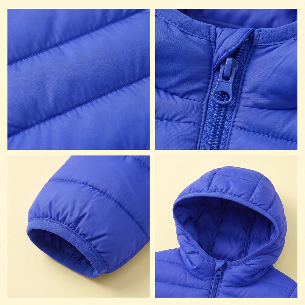 Boys Royal Blue Hooded Quilted Puffer Jacket Coats & Jackets