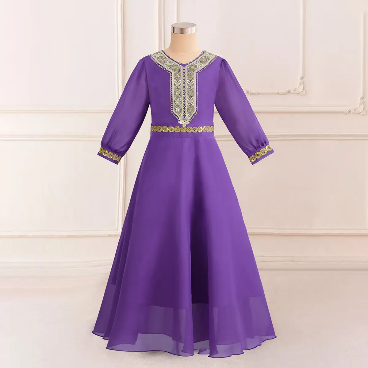Girls Purple Embellished Drop-Waist Dress Casual Dresses Purple 7-8 Y
