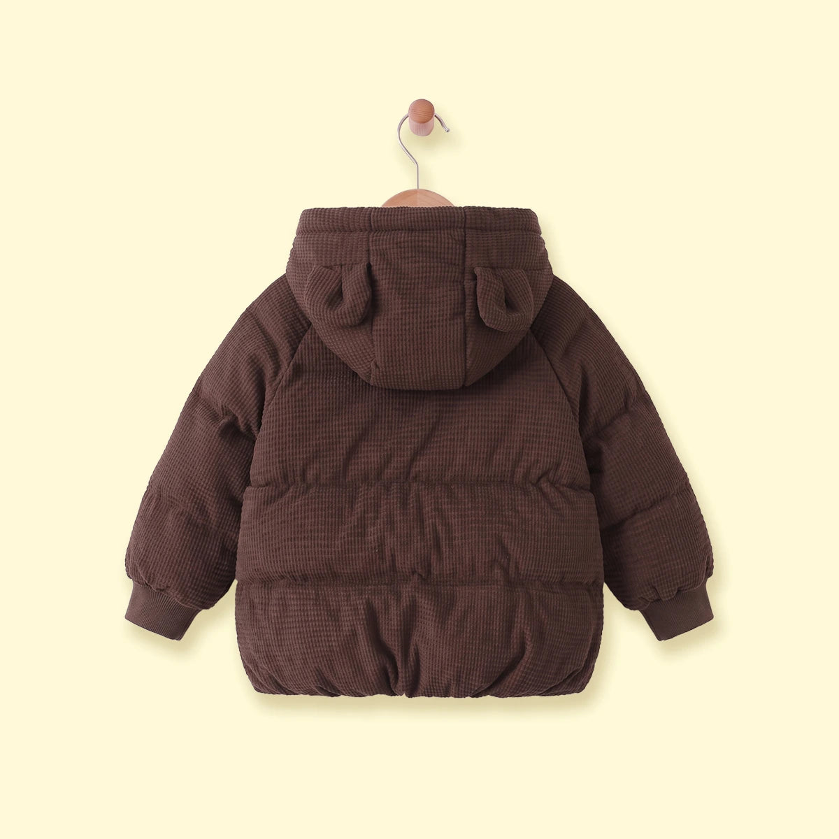 Boys Dark Brown Textured Hooded Zip-up Jacket Coats & Jackets