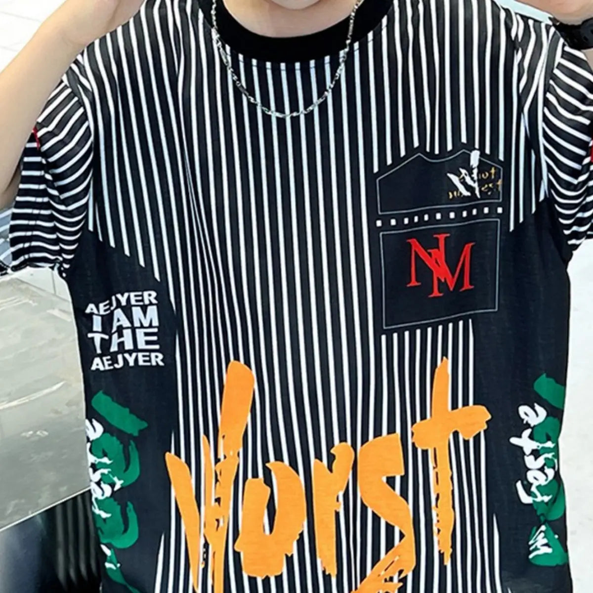 Boys Black Stripes & Typographic Printed Oversized T-Shirt With Shorts Set Sets