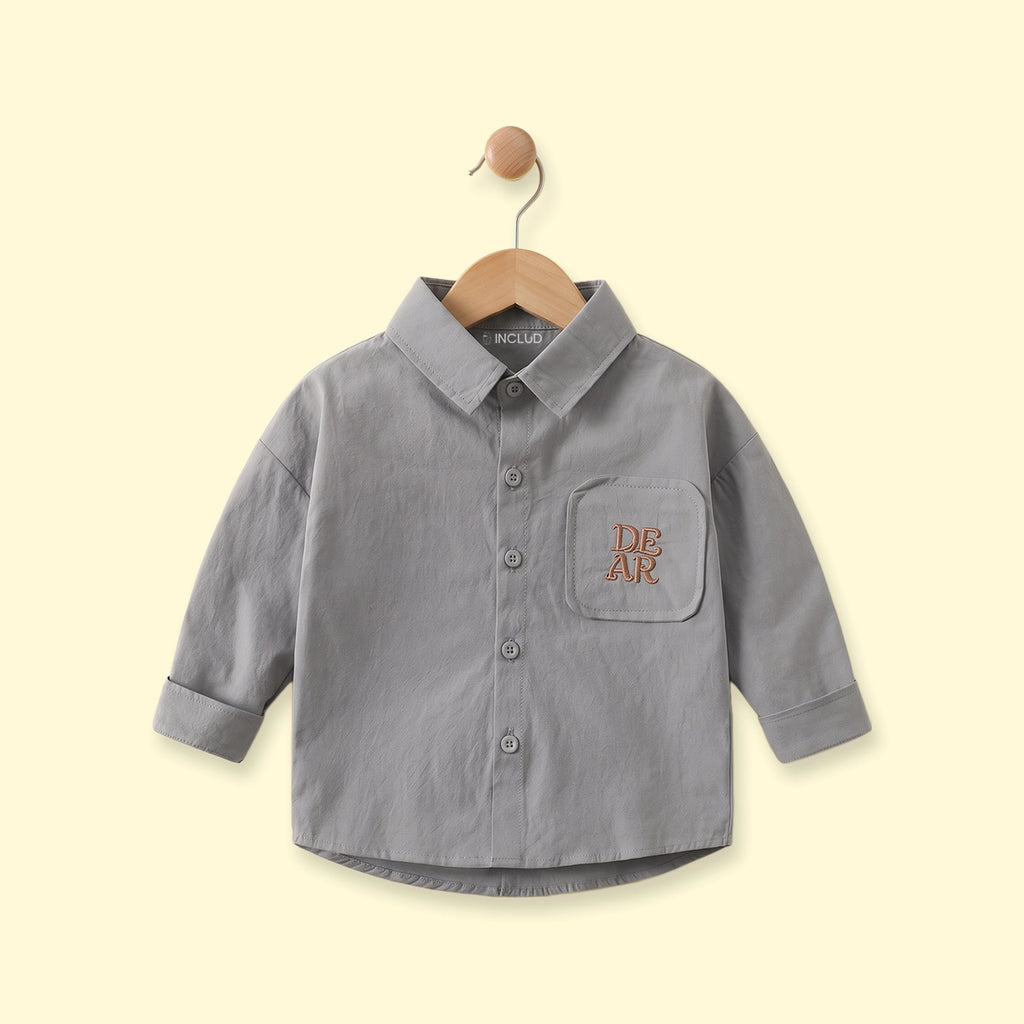 Boys Grey Embroidered Long Sleeve Shirt Shirts Grey 1-2 Y