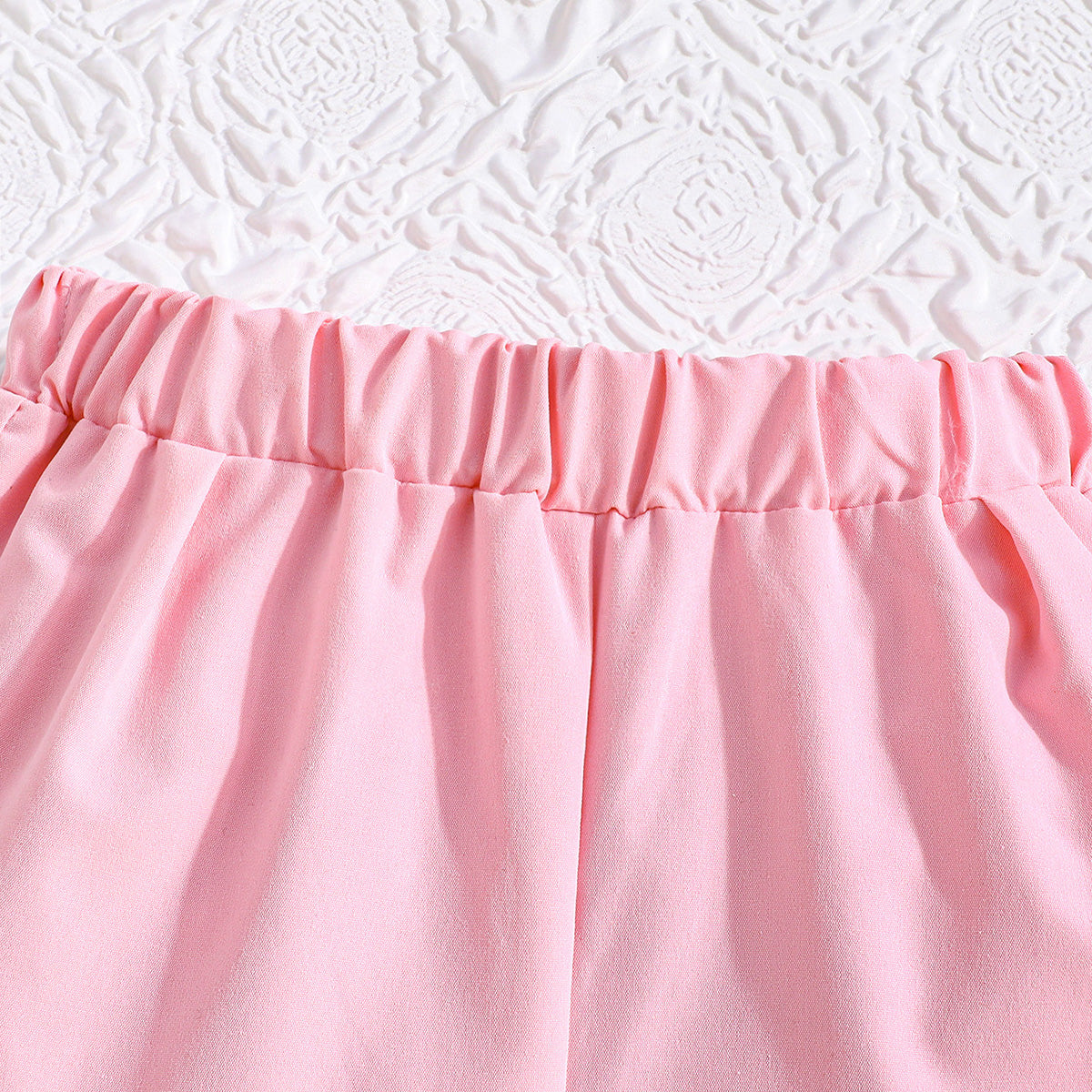 Girls Pink Rose Applique Waistcoat With Crop Top & Trousers Set 3 pc. Sets