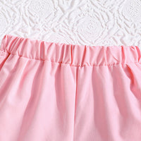 Girls Pink Rose Applique Waistcoat With Crop Top & Trousers Set 3 pc. Sets