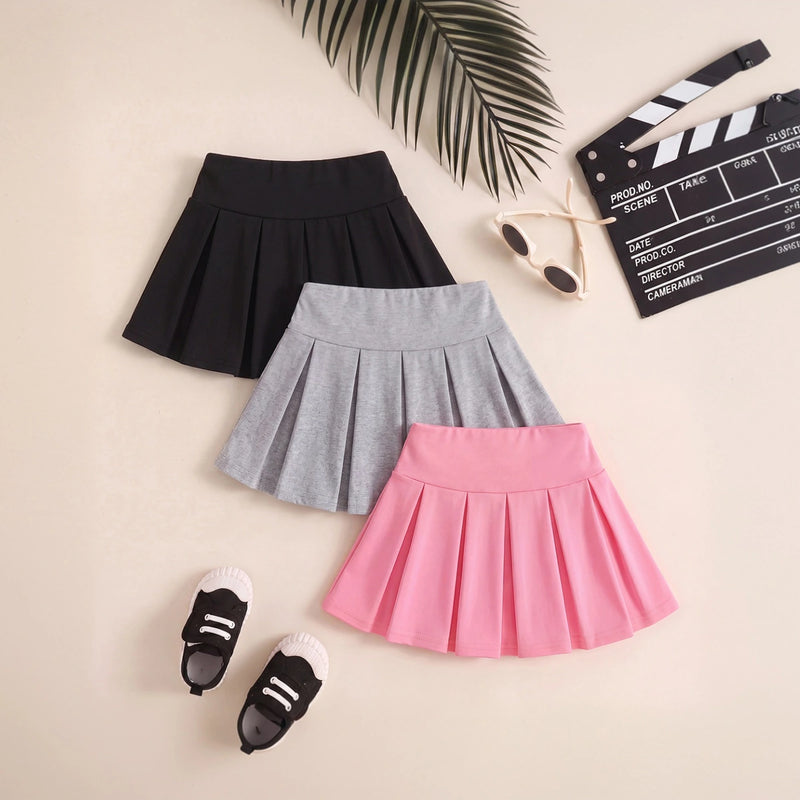 Girls Multicolor Bow Print Pleated Skorts Pack Of 3 Skirts