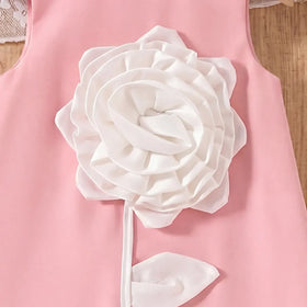 Girls Pink Rose Applique A-line Party Dress Party Dresses