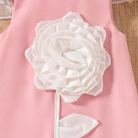 Girls Pink Rose Applique A-line Party Dress Party Dresses