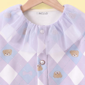 Girls Lavender Diamond Jacquard Long Sleeve Cardigan Sweaters & Cardigans