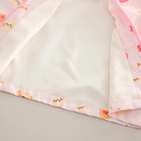 Girls Light Pink Abstract Printed Hooded Zipper Jacket Coats & Jackets