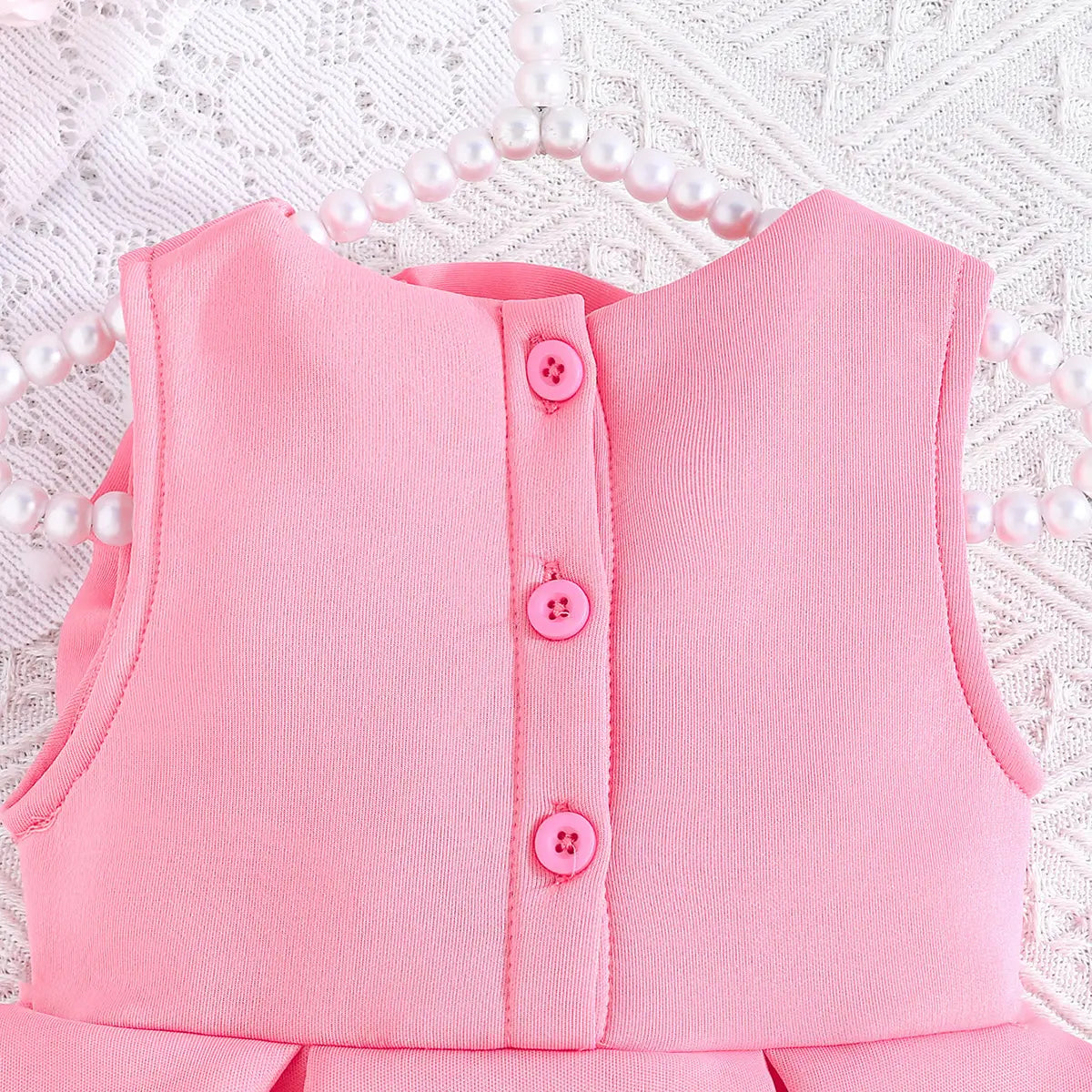 Girls Adorable Pink Sleeveless Dress with 3D Flower Embellishment Casual Dresses