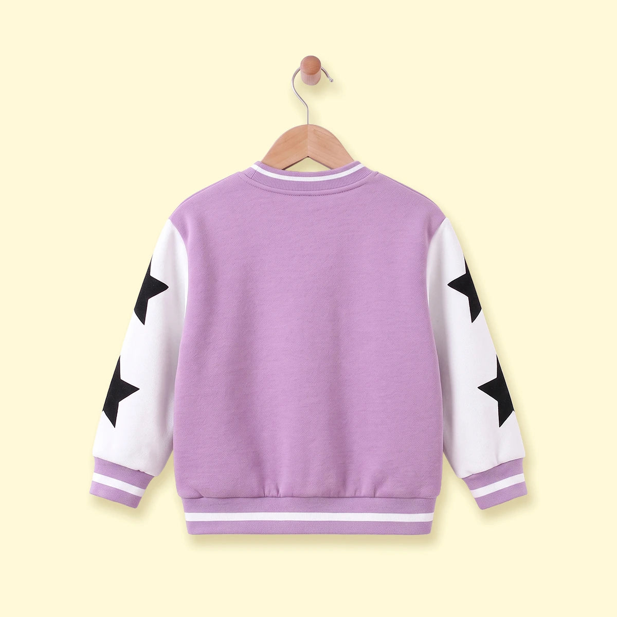 Girls Lavender Typographic Long Sleeve Varsity Jacket Coats & Jackets