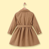 Girls Khaki Long Sleeves Shirt Dress Casual Dresses