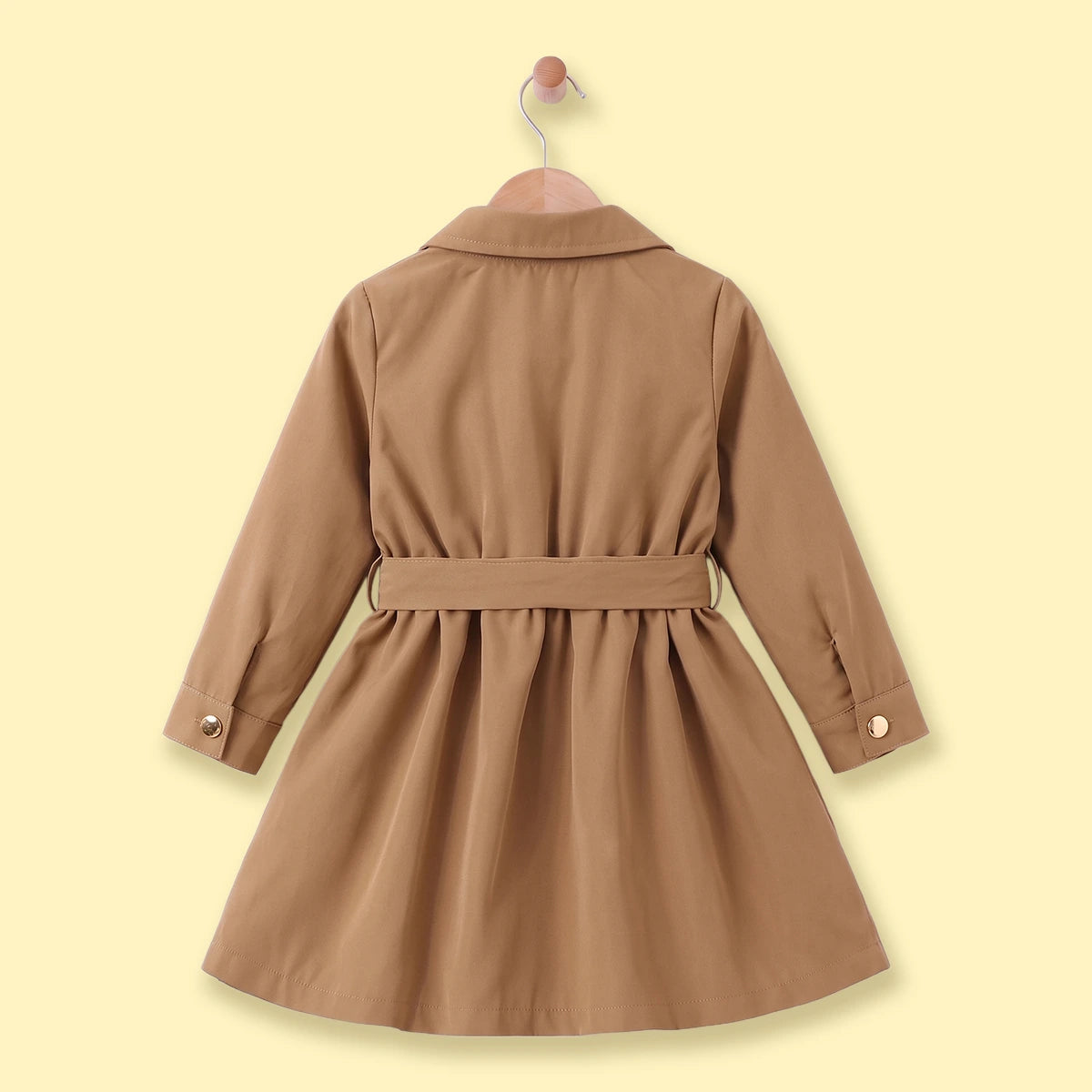 Girls Khaki Long Sleeves Shirt Dress Casual Dresses