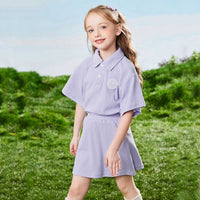 Girls Short Sleeve Polo T-Shirt With Elasticated Skirt Set 2 pc. Sets   