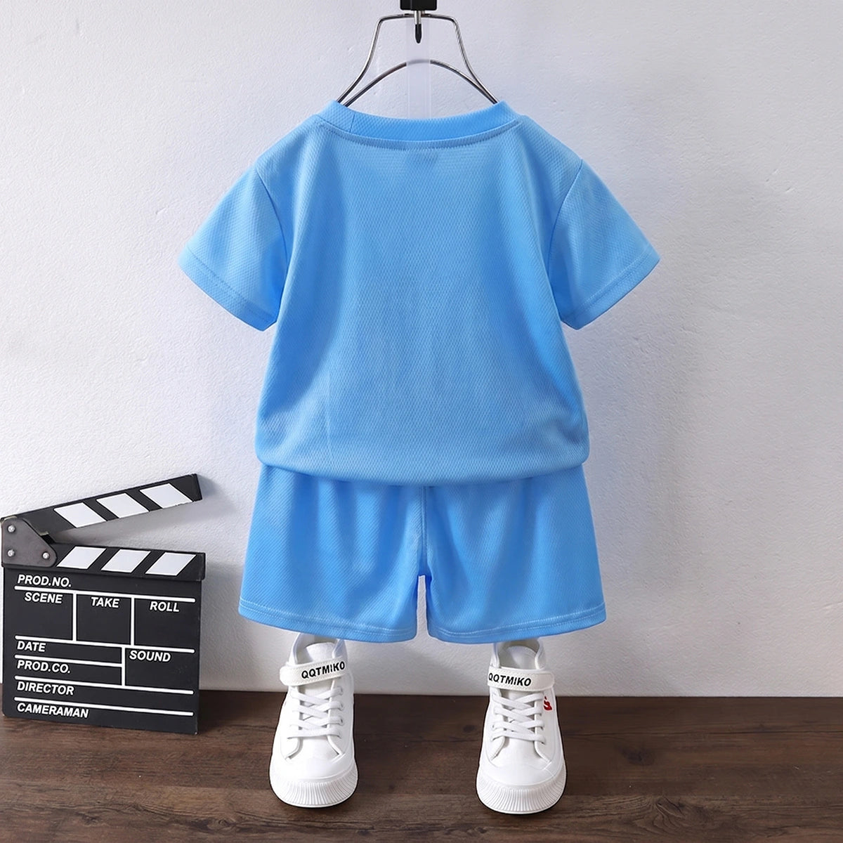Boys Sky Blue Short Sleeve Typography Print T-Shirt With Shorts Sets 2 pc. Sets