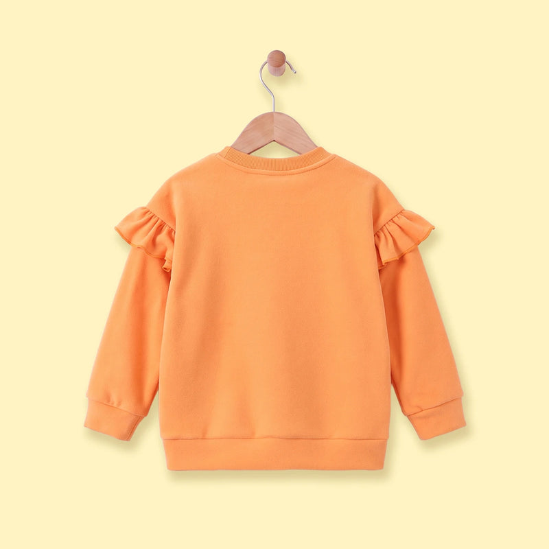 Girls Orange Pumpkin Face Print Sweatshirt Sweatshirts & Hoodies