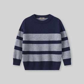 Boys Dark Blue Stripes Pullover Winter Sweater Sweaters & Cardigans