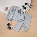 Boys Grey Letter B Embroidered Baseball Style Jacket With Pant Sets Sets Grey 3-4 Y