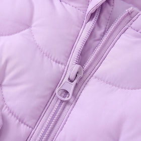 Girls Lavender Bear Ear On Hood Quilted Zip-up Jacket Coats & Jackets