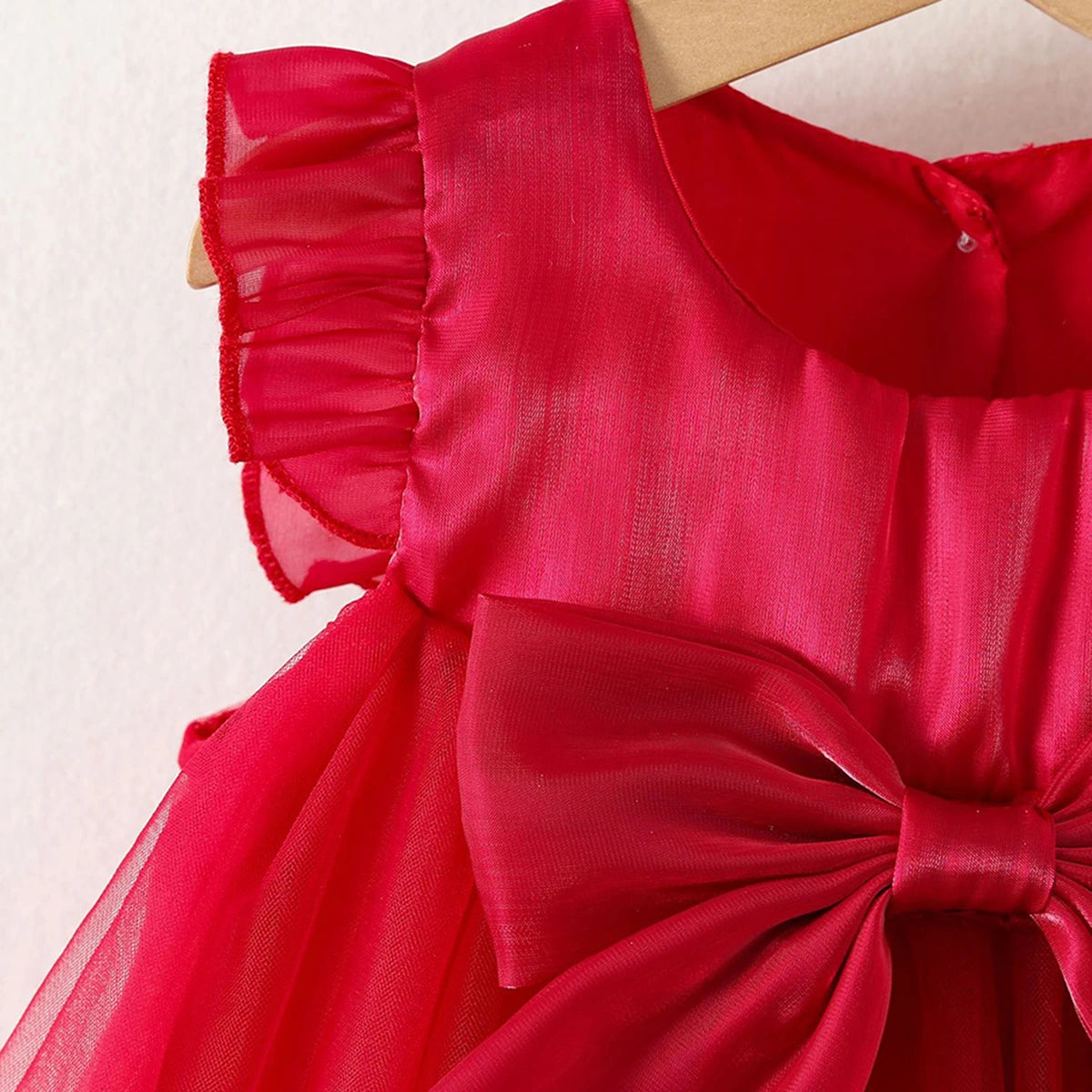 Girls Red Bow Applique Fit & Flare Dress Casual Dresses
