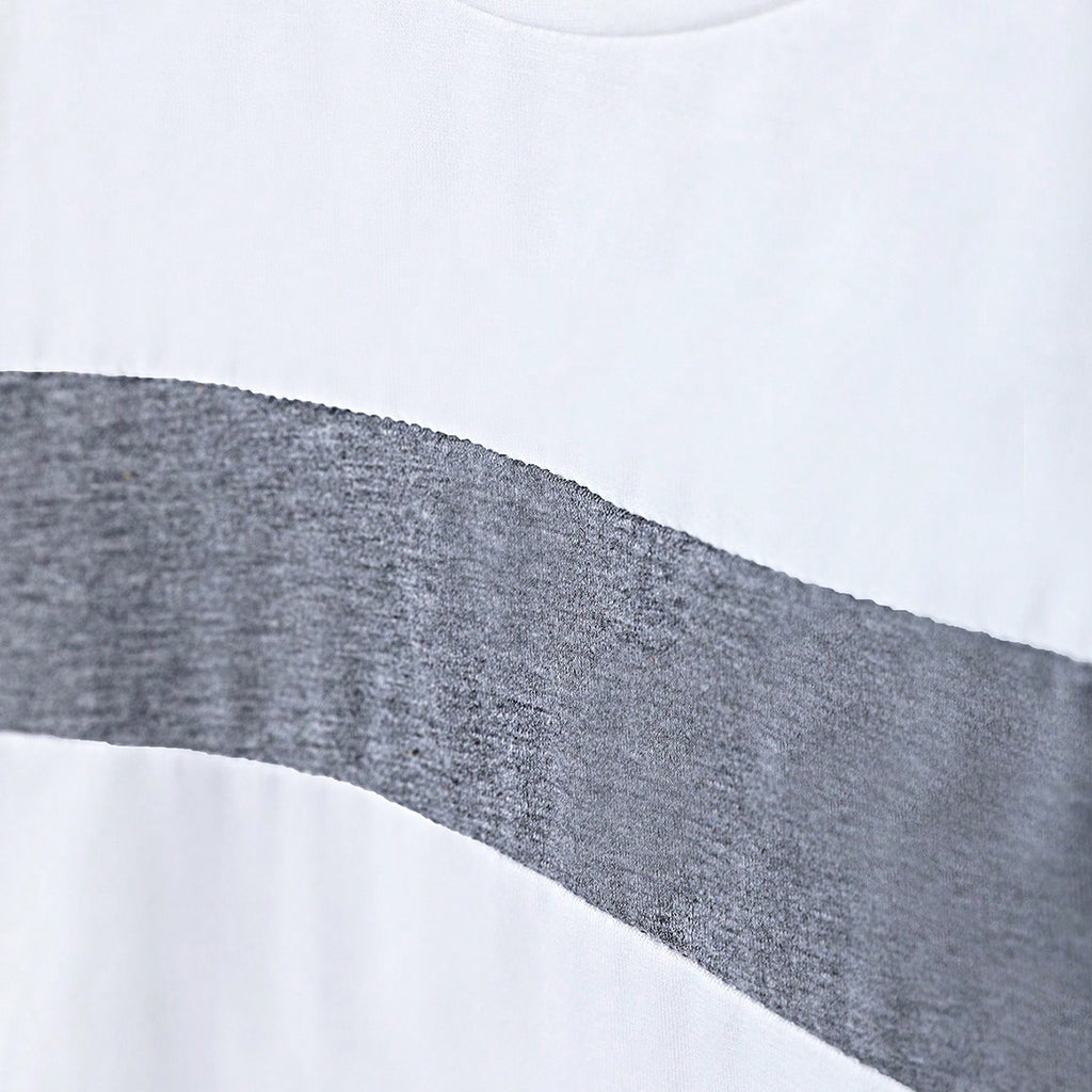 Boys White Long Sleeve Round Neck Color-blocked T-Shirt Tshirts