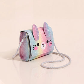 Girls Multicolor Bunny Motif Glitter Sling Bag Sling Bags