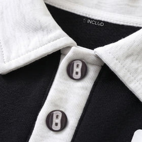 Boys Black Striped Polo Collar Sweatshirt & Pants Co-ord Sets Sets
