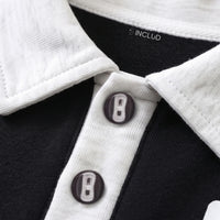Boys Black Striped Polo Collar Sweatshirt & Pants Co-ord Sets Sets