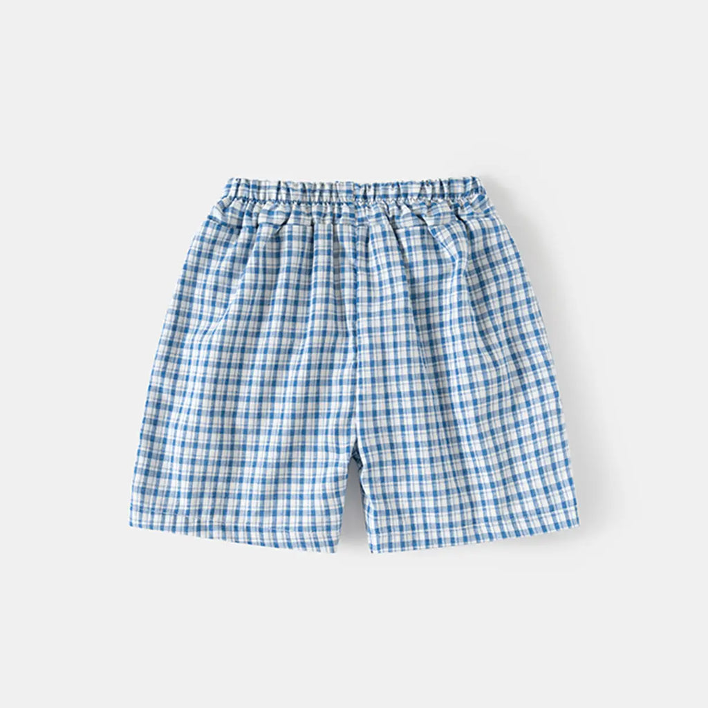 Boys Blue Checked Short Sleeves Shirt & Shorts Co-ord Sets Sets