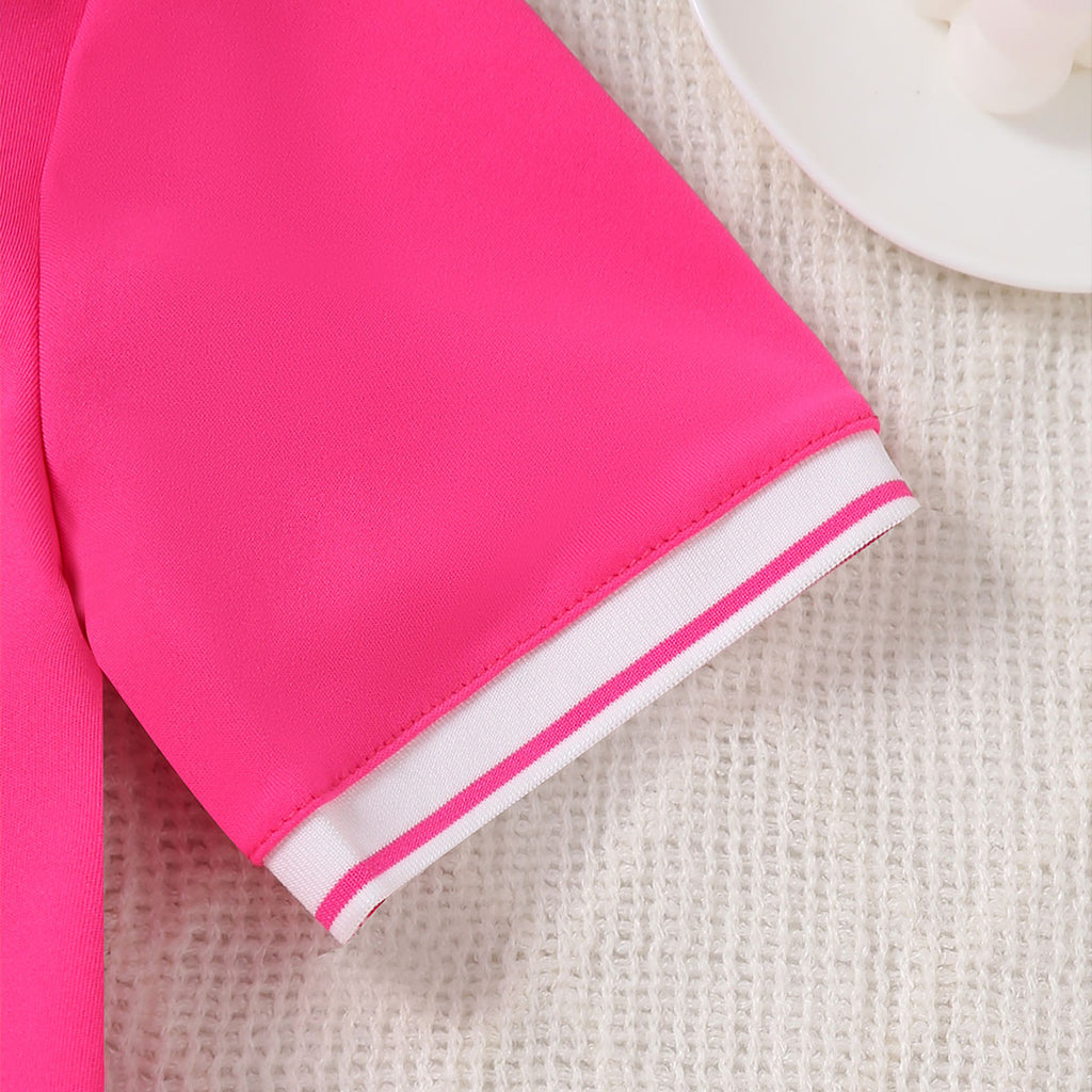 Girls Fuchsia Short Sleeves Tennis Dress Casual Dresses