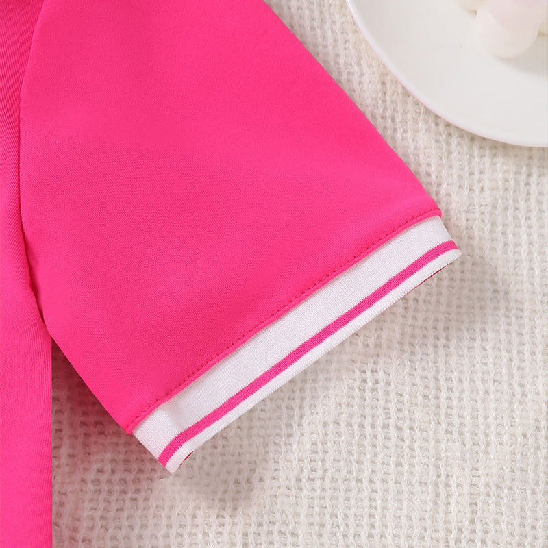 Girls Fuchsia Short Sleeves Tennis Dress Casual Dresses
