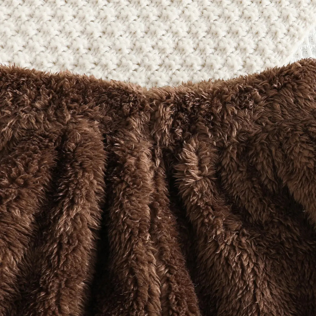 Girls Brown Polar Fleece Hooded Jacket With Jogger Co-ord Sets Sets