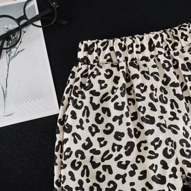 Boys Beige Animal Print Shirt with Elasticated Shorts Sets 2 pc. Sets