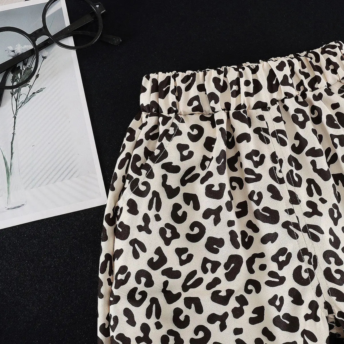 Boys Beige Animal Print Shirt with Elasticated Shorts Sets 2 pc. Sets