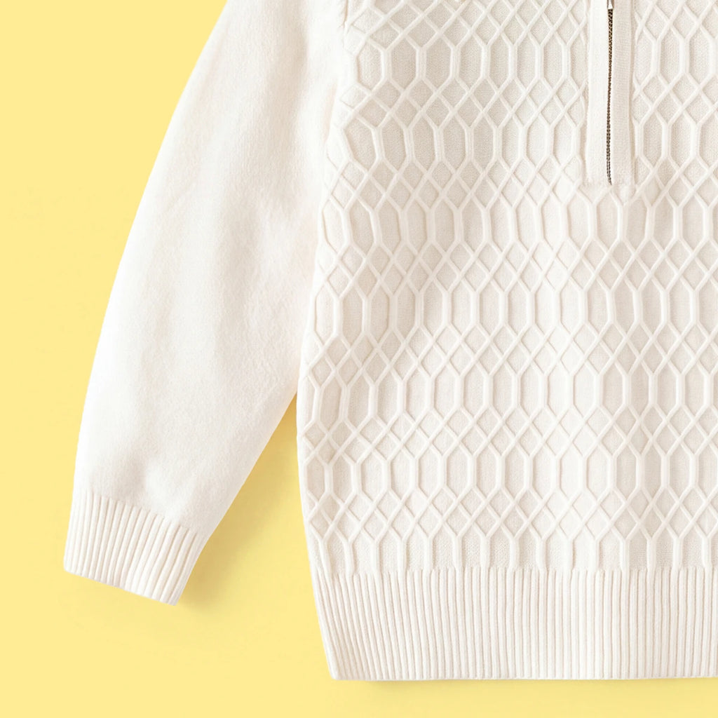 Boys Off White Long Sleeve Jacquard Polo Sweater Sweaters & Cardigans