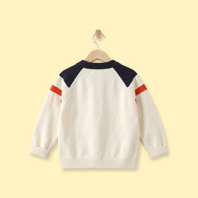 Boys Cream Bear Typographic Knitted Sweater Sweaters & Cardigans