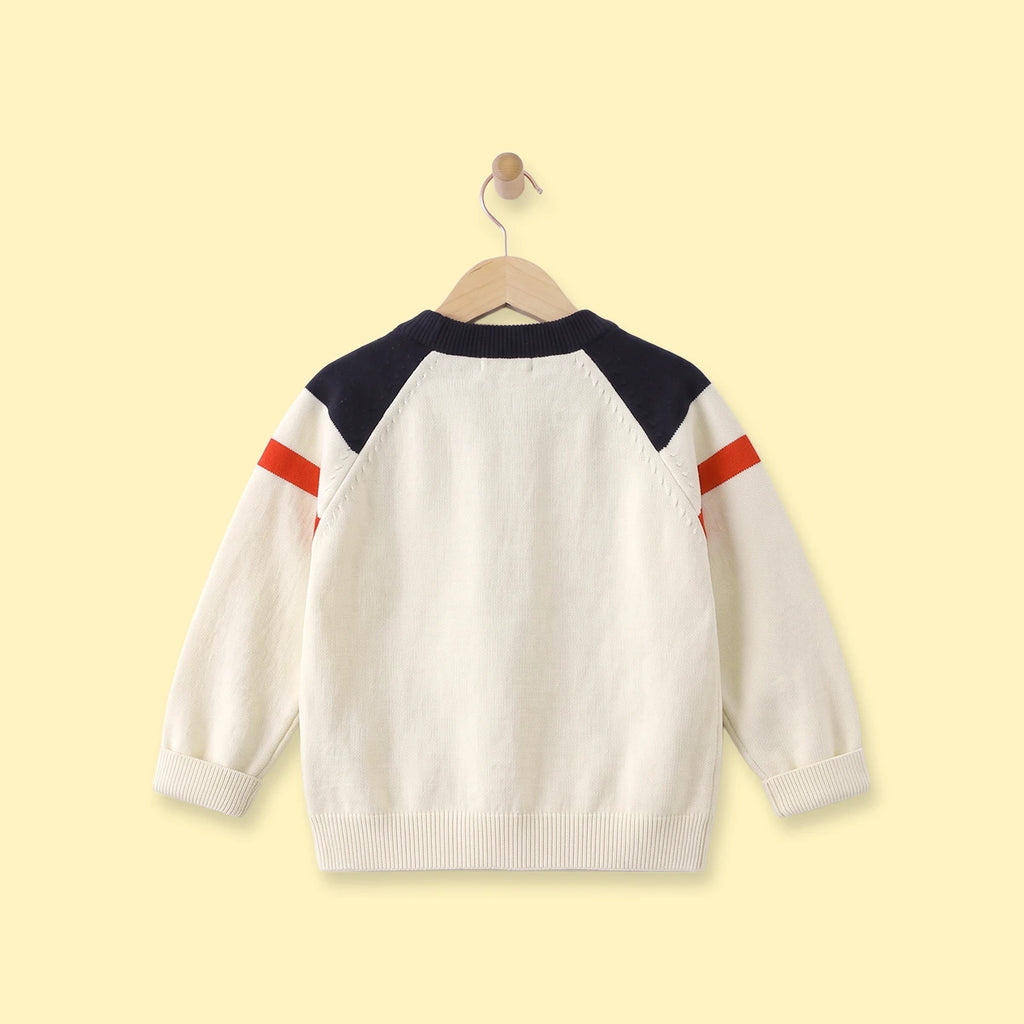 Boys Cream Bear Typographic Knitted Sweater Sweaters & Cardigans