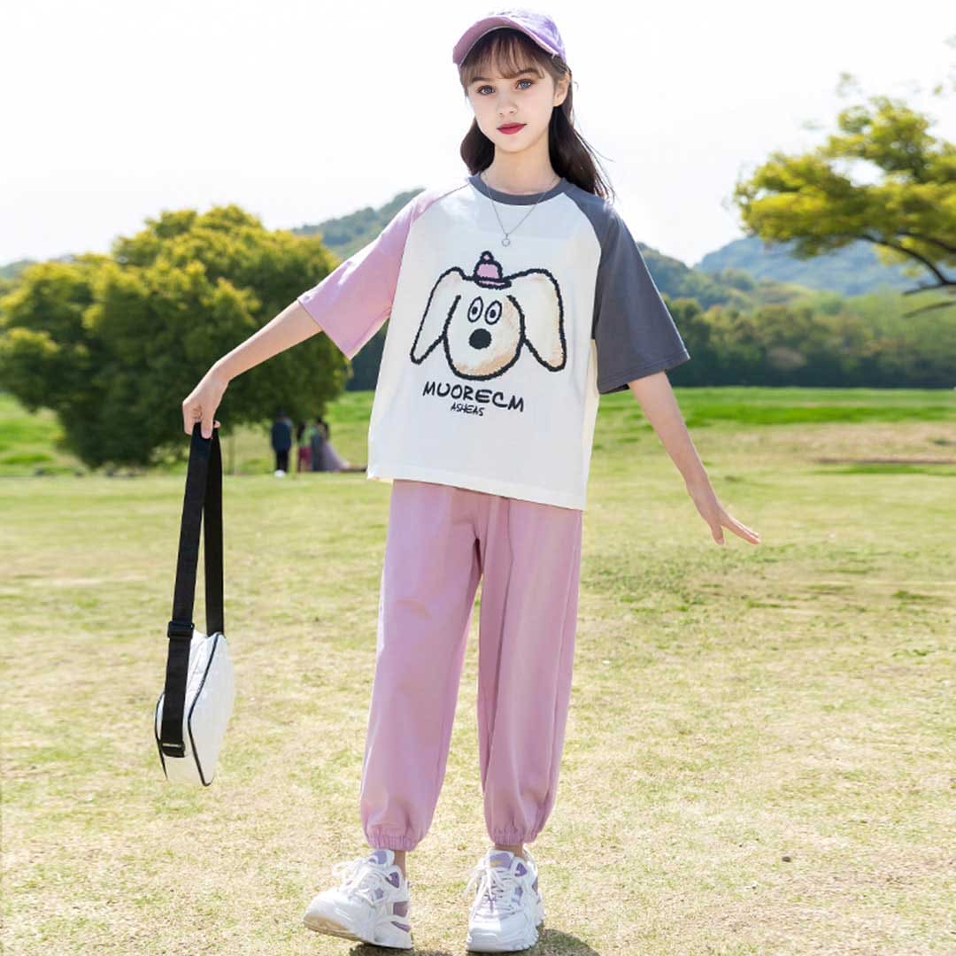 Girls Short Sleeve Graphic Print With Pants Set 2 pc. Sets Pink 5-6 Y 