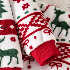 Girls White Self-Design Christmas Patterns Sweatshirt With Joggers Co-ord Sets 2 pc. Sets