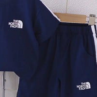 Boys Navy Blue Typographic Print T-Shirt & Shorts Co-ord Sets Sets