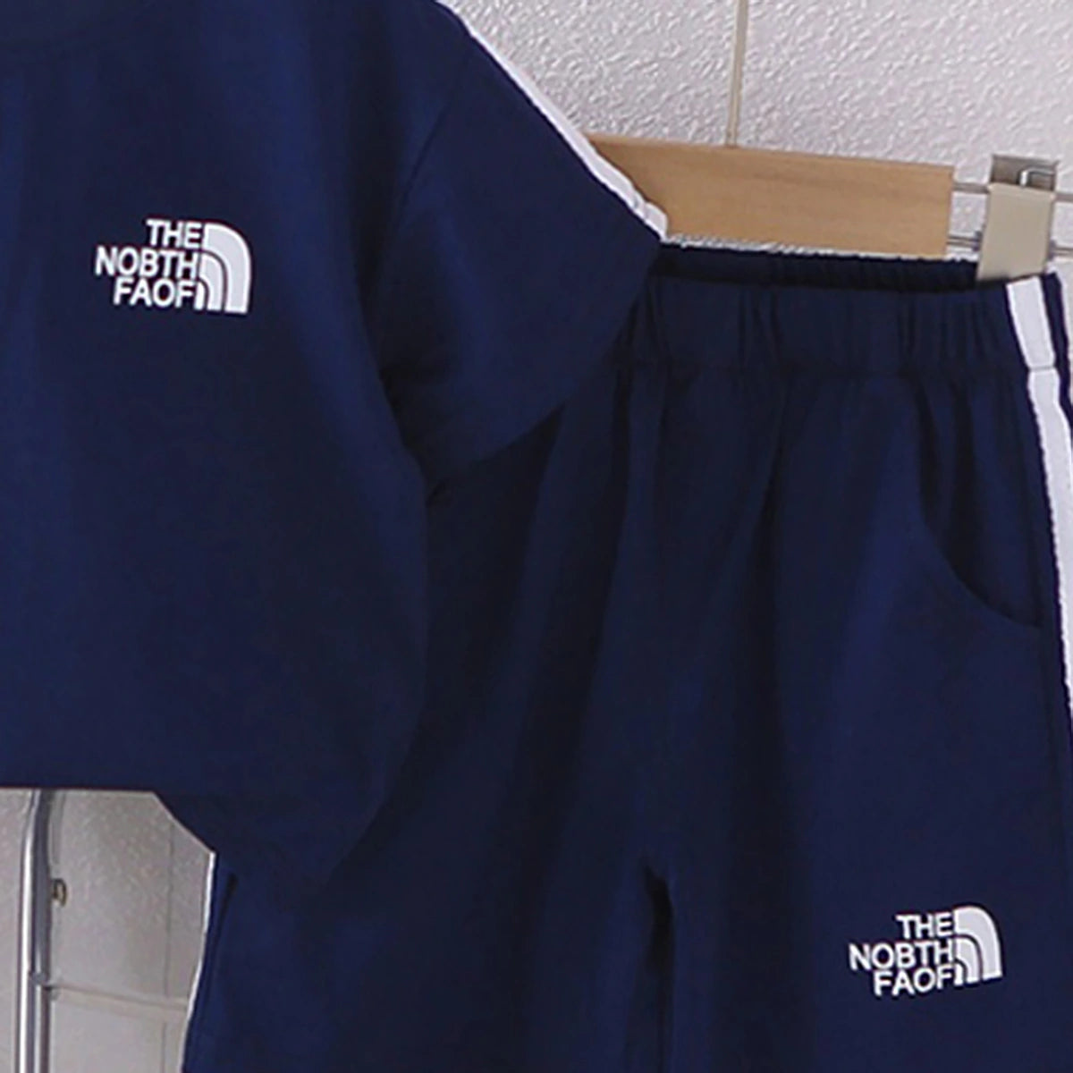 Boys Navy Blue Typographic Print T-Shirt & Shorts Co-ord Sets Sets
